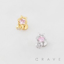 MULTI CZ STAR DANGLE THREADLESS (PUSH IN) 316L SURGICAL STEEL LABRET SET